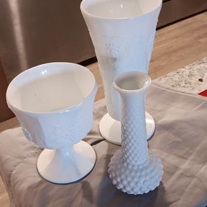 Vintage milk glass vases